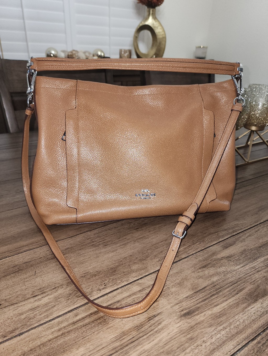 Coach Pebbleled Leather Hobo Bag - Brown With Detachable & Adjustable Strap